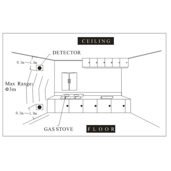 Wired ceiling mounting combustion Gas Detector Detecting Natural Gas/LPG