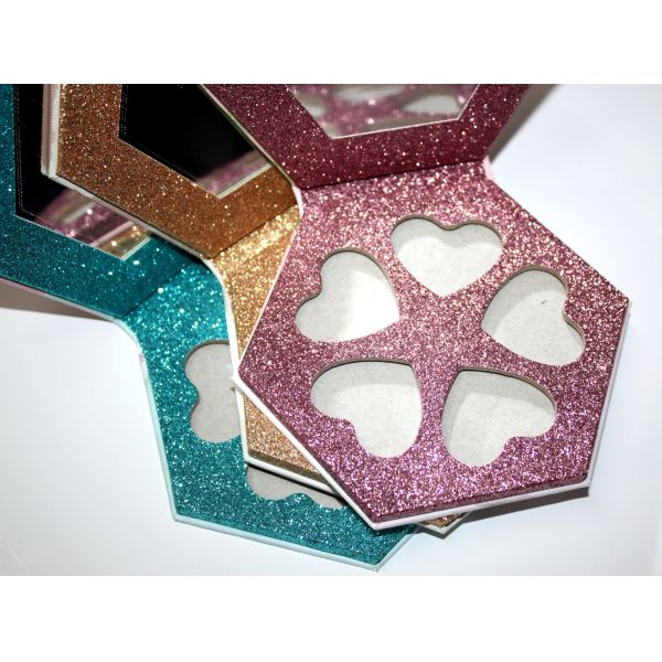 Hexagon Makeup Empty Eyeshadow Palette Packaging With Glitter Paper