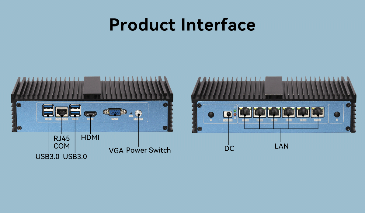 Intel Pentium 4415U Processor Firewall Mini PC With Fanless Cooling System 6 Ethernet