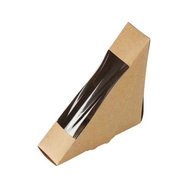 Square Brown Kraft Paper Box With Window for Custom Food Packaging Printing Handling