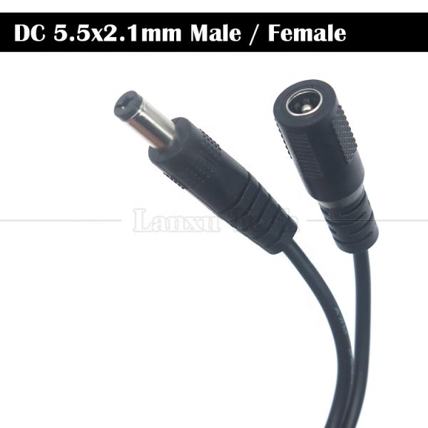 High Quality Male to Female 5.5x2.1mm Barrel Jack DC Power Extension Cable for CCTV Camera