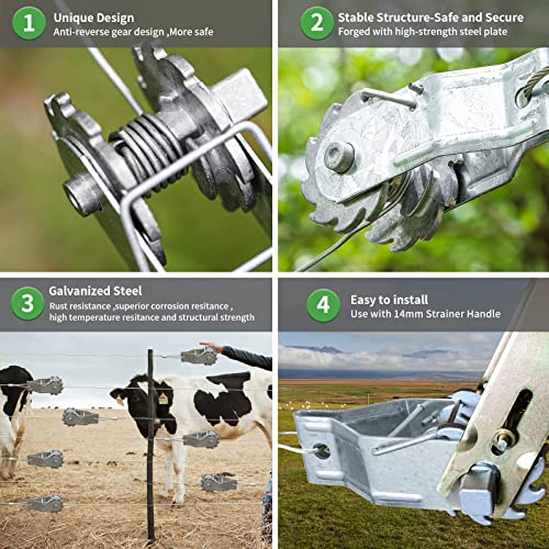 Shock Electric Fence Wire Strainer Heavy Duty Inline Wire Ratchet Tensioner