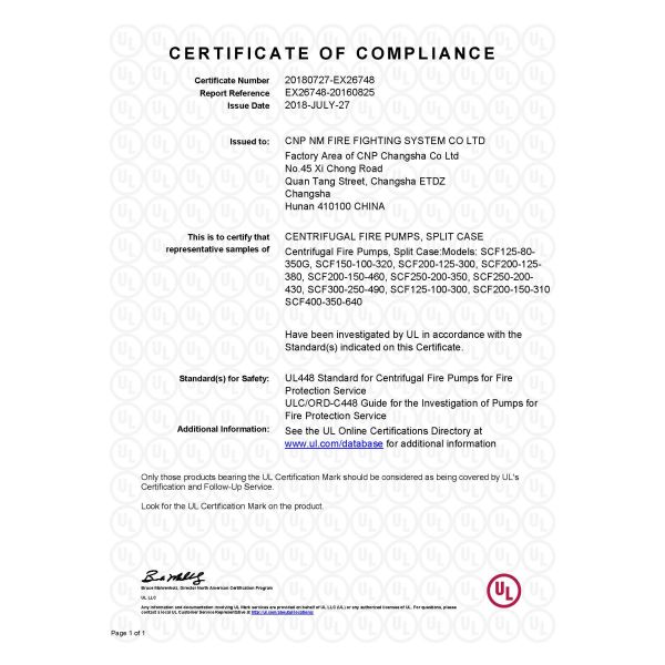 750 GPM Electric Fire Fighting Pump / Fire Fighting Pump System 170PSI UL FM NFPA 20 Fire Fighting System