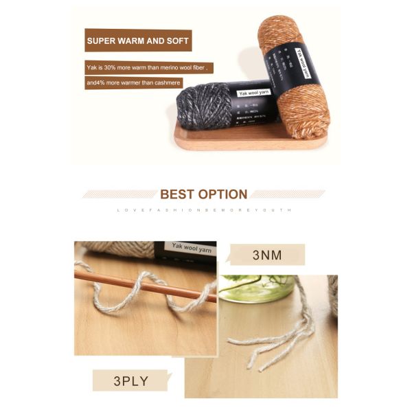 Menlange Grey 1/3NM Chunky Acrylic Wool Yarn YAK Hair 1ends 3GG For Machine Knitting