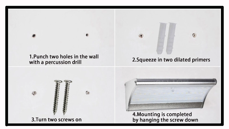 All In One Solar Powered Led Wall Light , Solar Wall Lamp Outdoor 900LM 48 Led