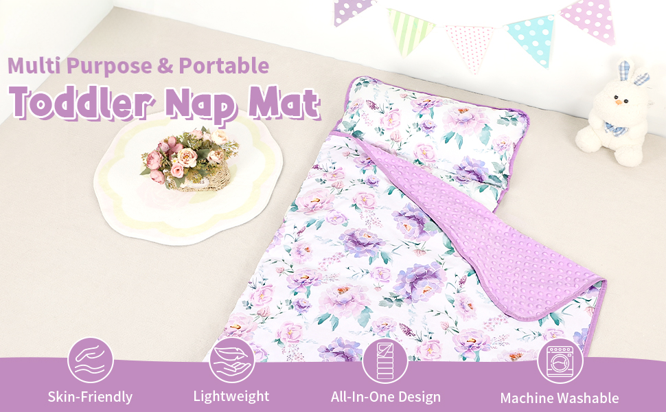 Polyester Comfortable Kindergarten Sleep Mat Nap Pads For Preschool With Detachable Blanket