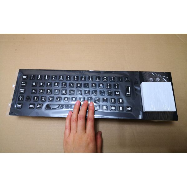 Weather Proof Black Brushed Metal Industrial Keyboard 66 Keys