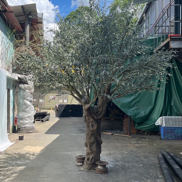 Large Fake Tree indoor olive trees artificial Faux Tree with Natural Wood Trunk and Realistic Leaves