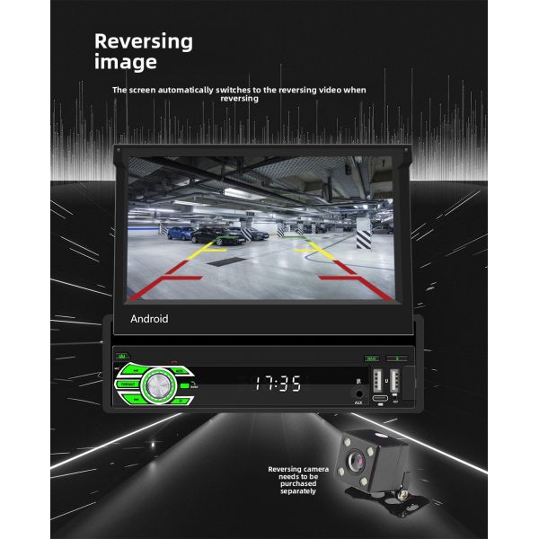 Creatall All-in-One 7 Inch Android Auto GPS Navigation Retractable Screen HD Rearview Wireless CarPlay for Automotive Use