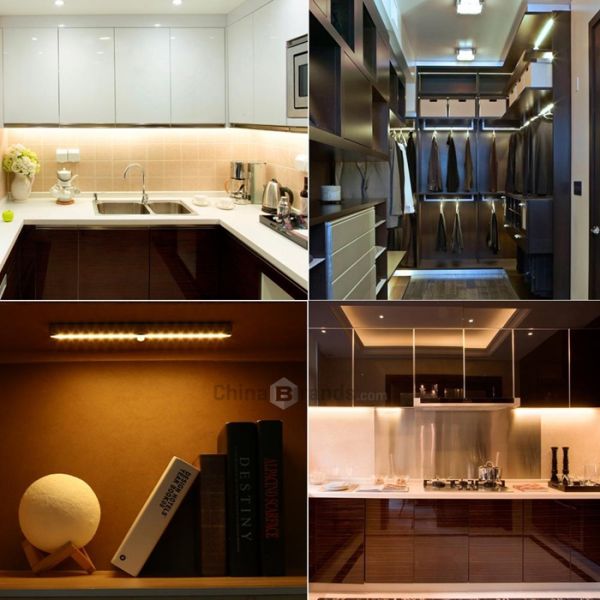 Cabinet Desk Wardrobe LED Light Motion Sensors Wireless IR Rechargeable