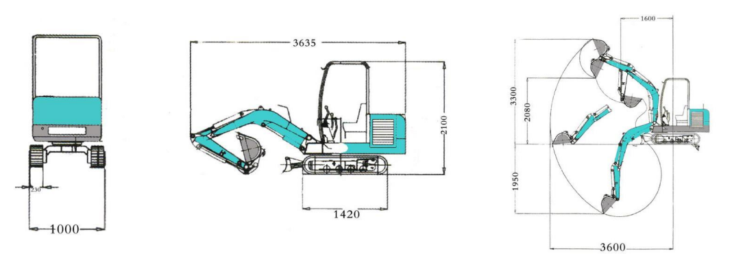 20kw Micro Small Mini Escavator Hydraulic Crawler Digger Excavator 1.7ton Operating Weight