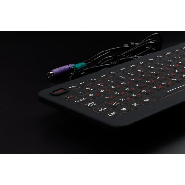Ruggedized Silicone Industrial Keyboard With Touchpad, Washable Silicone Medical Keyboard