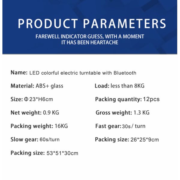 Multifunction Automatic Rotating Stand Bluetooth Speaker Musical Electric Display Stand
