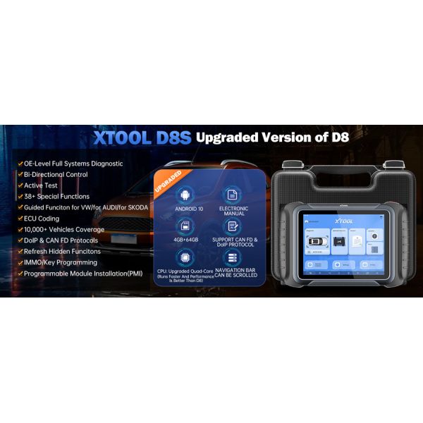 2025 XTOOL D8S Diagnostic Scan Tool Support CAN FD & DoIP, ECU Coding, Topology, Key Programming