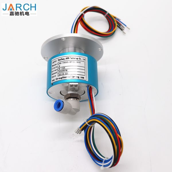 Military Electro Pneumatic Rotary Union 6 Rings 5A Slip Rings Connect With Air Pipe 10mm