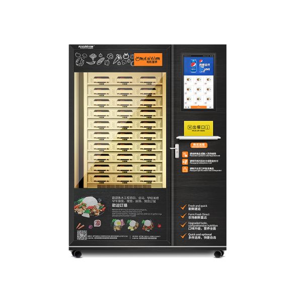 Large Capacity 2 Cabinets Hot Food Vending Machine with Microwave Heating and Smart Touch Screen
