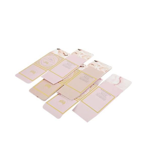 Pink Paper Tuck End Folding Carton Box Double Side Printed Golden Foil Stamping