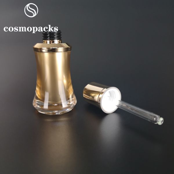 Empty 15ml Acrylic Pressing Pump Dropper Bottles For Essential Oil