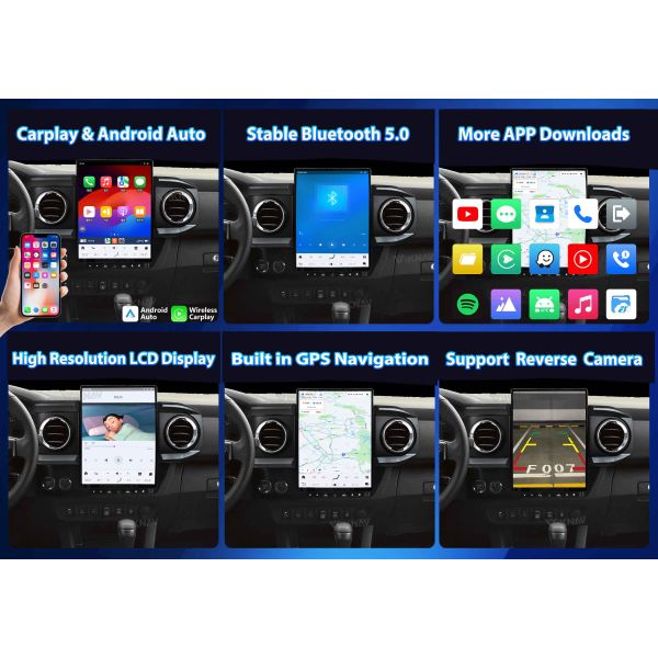 VIKNAV 13.6 " Car radio For Toyota Tacoma 2016-2023 Android Auto Carplay