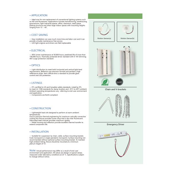 80w 5700K Commercial High Bay Lighting With Motion Sensors
