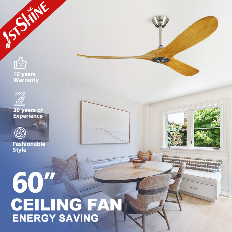 China Eco Silent Solid Wood Ceiling Fan Electric Power White Rotation wholesale