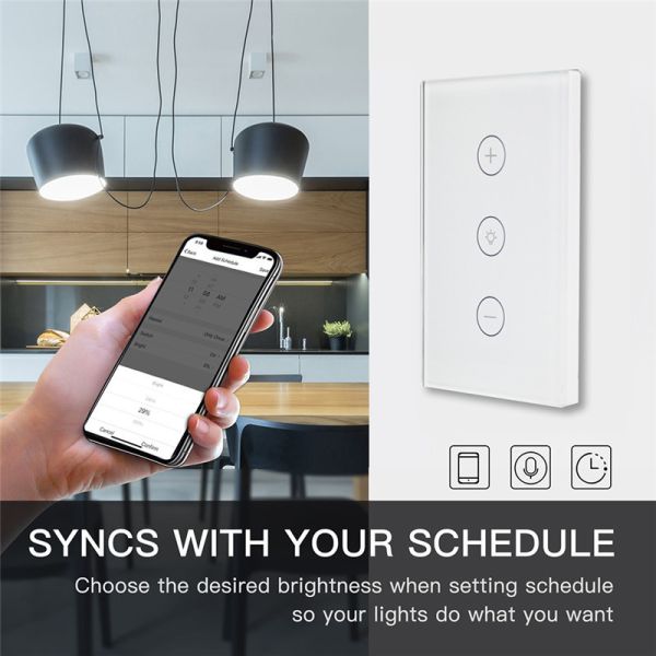 SHUWEI US Standard White APP Tuya 3 Way Wifi Dimmer Switch 10A