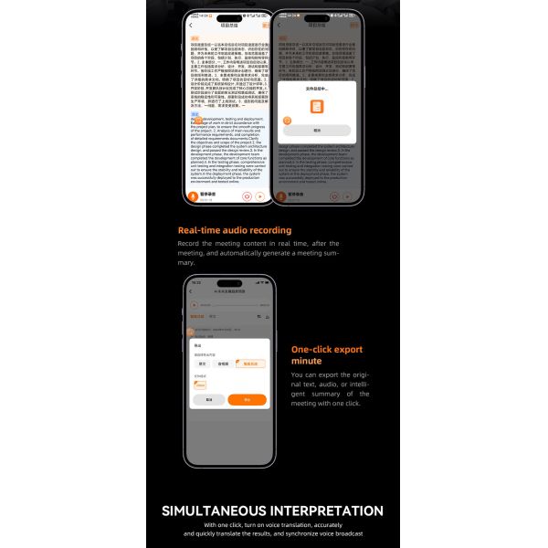 Smart AI Phone Assistant Language Voice Translator Bluetooth-Compatible 5.4 Real-time Face To Face AI Translator