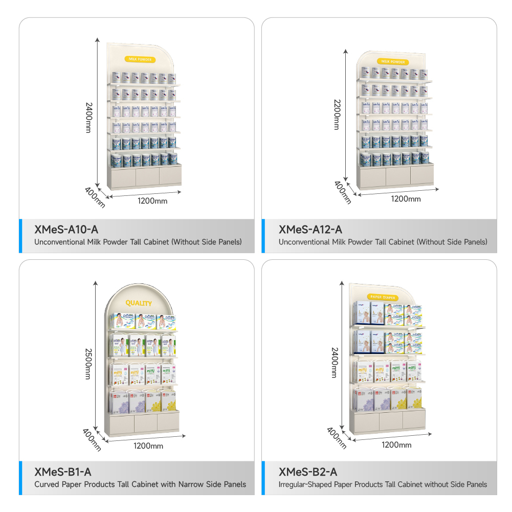 Customized Milk Powder Cabinet Multi-Tier Modern Display Rack for Baby Store Stand and Maternity Shop Interior Design