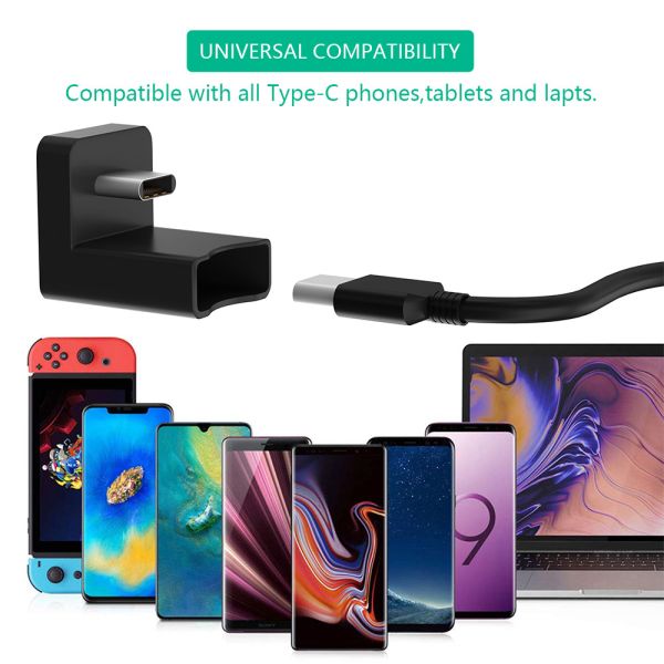 90 Degree USB C Type C Male to Female Adapter, USB-C USB 3.1 Type-C Male to Female Extension Adapter for Laptop & Tablet &Mobile