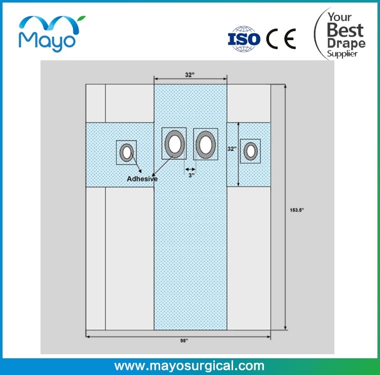 China SuperSorb Reinforcement Surgical Angiography Drape With 4 Holes wholesale